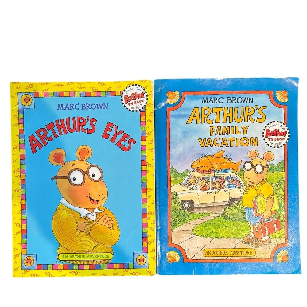 VTG Set of 2 Arthur Books, Arthurs Eyes, Family Vacation, by Marc Brown, PB